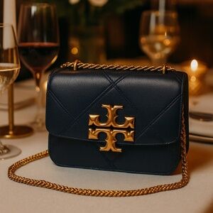 NEW Tory Burch Eleanor Royal Navy Quilted Leather Shoulder/Crossbody Bag - AUTH